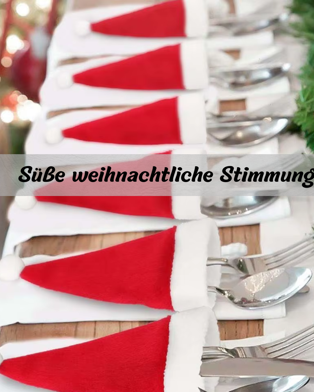 🎄✨ HollyMini – Die süßen Mini-Weihnachtsmützen für Flaschen, Besteck &amp; Tischdekoration